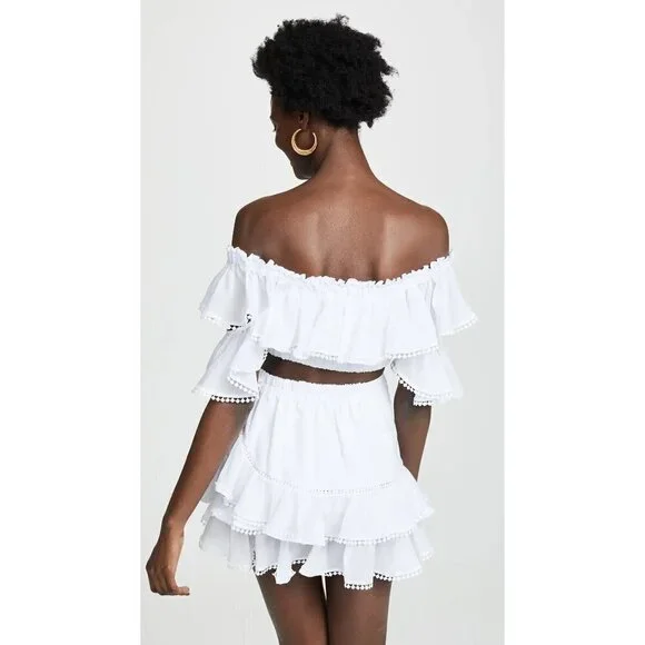 Charo Ruiz Ibiza Cata Top in White XSmall New Womens Cropped Blouse